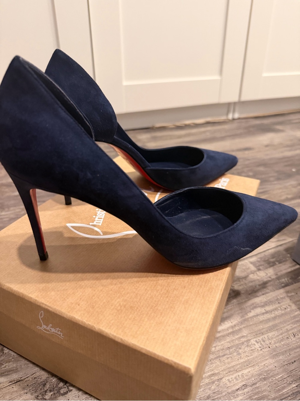 Christian Louboutin Navy Suede Pointed Stiletto Heels